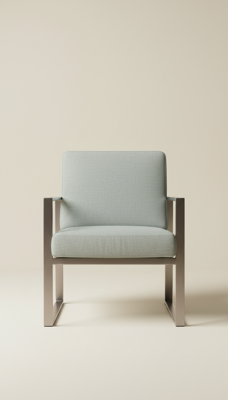 Brushed Metal Accent Chair in Soft Pewter